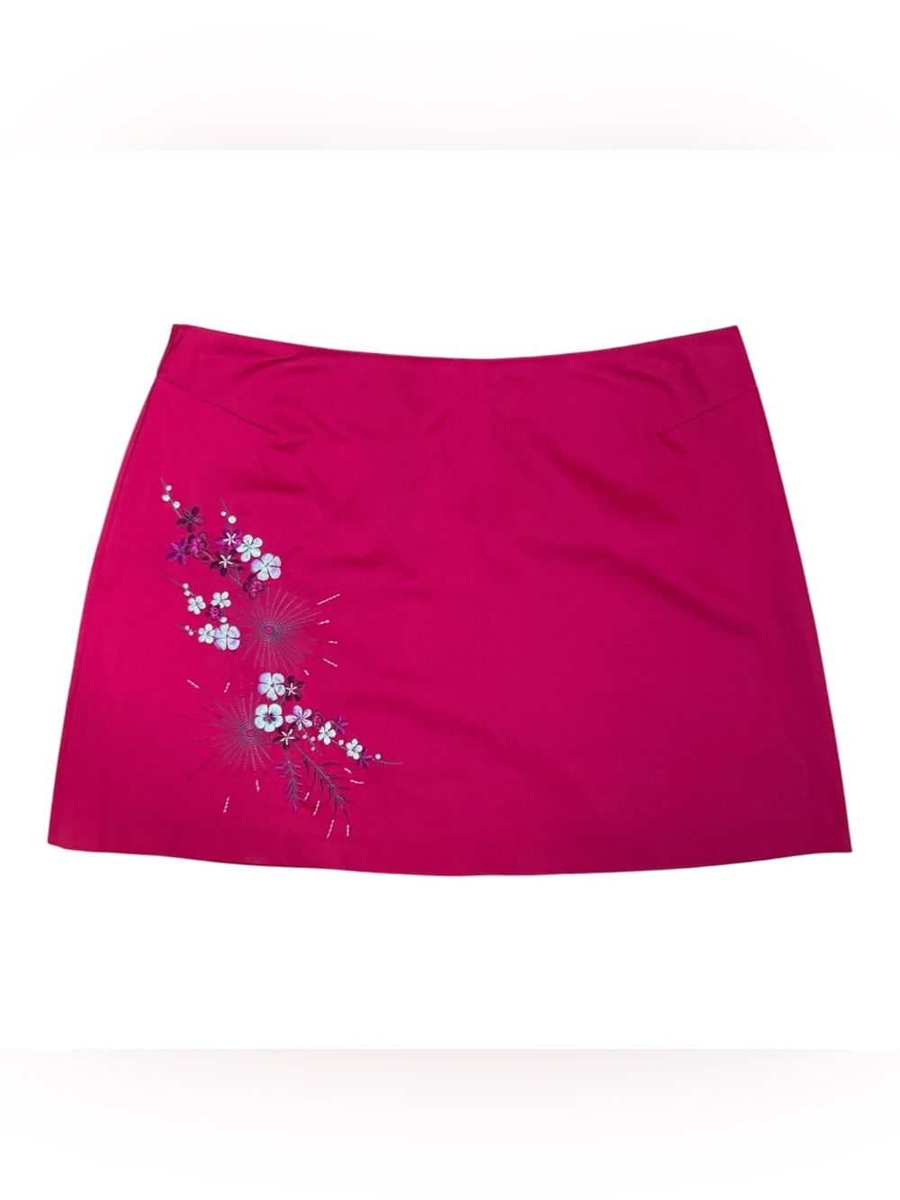 Express red embroidered floral skirt